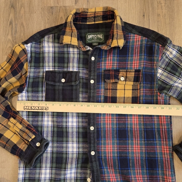 American Eagle Shirt Mens SM Womens Med Patchwork Plaid Heavy  Flannel Lumberjac - Picture 4 of 9
